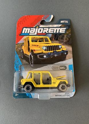 Машинка металева мажорет преміум джип вранглер жовтий jeep wrangler 4xe majorette