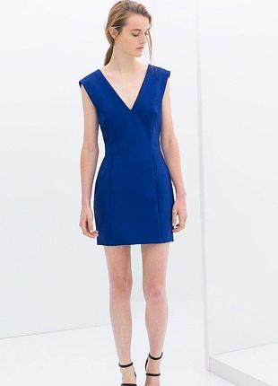 Синя сукня міді zara woman xs синього кольору електрик