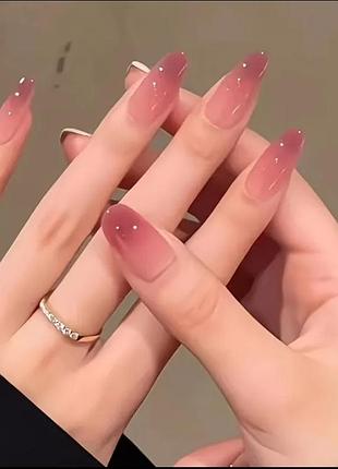 Нежные накладные ногти press-on (розовый градиент / blush nails / миндаль)