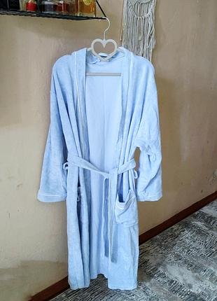 Халат махровый голубого цвета с поясом oviesse lingerie