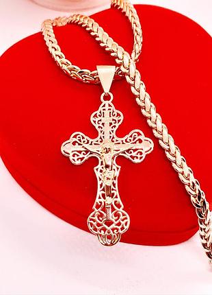 Крестовик и цепочка 55 см/ 0.5 см, медзолото xuping jewelry po.