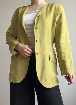 Лляний актуальний піджак made in italy вінтаж