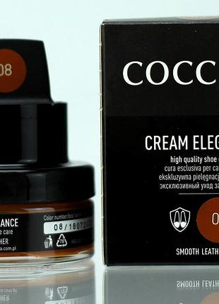 Крем для взуття з губкою coccine elegance, 50 мл – відновлення кольору та захист гладкої шкіри коньяк