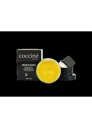 Крем для взуття з губкою coccine elegance, 50 мл – відновлення кольору та захист гладкої шкіри жовтий