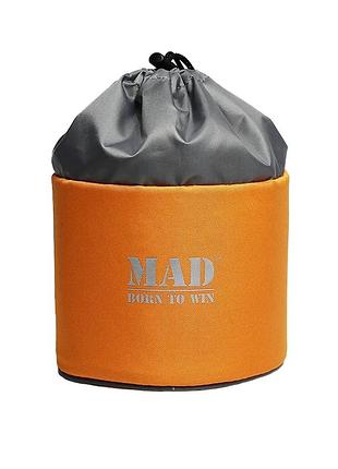 Круглая косметичка mad makeup box. мужская оранжевая косметичка спортивная. женская косметичка дорожная большая