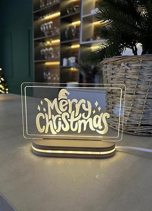 Ночник merry christmas, ночник новогодний, подарок на нг, подарок на рождество