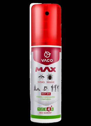 Спрей vaco от комаров, клещей и мошек max deet 30% с пантенолом, 80 мл