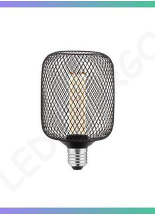 Лед лампа gtv filament grid e27 3,5w 1800k чорна декоративне світло для інтер'єру