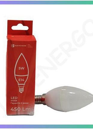 Led лампа с37 5вт e14 4100к 450лм енергоефективне освітлення для дому та офісу