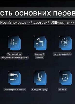 Паяльник від usb без акумулятора міні 5v 2а - 8w 330-450°c 2