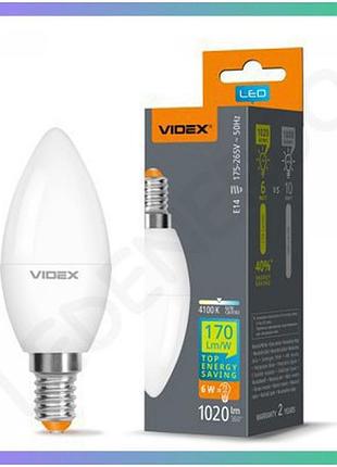 Led лампа videx c37h 6w e14 4100k біле світло для освітлення житлових і комерційних приміщень