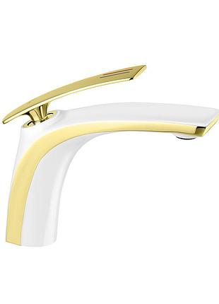 Змішувач для умивальника mone deluxe olivia 60231wbg white/gold