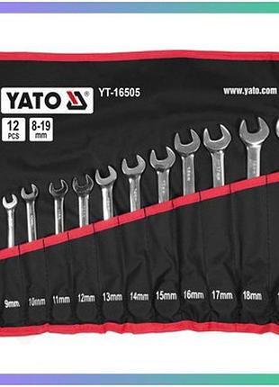 Набор комбинированных ключей с трещоткой yato 8-19 мм 12 шт для гаек и болтов в кейсе