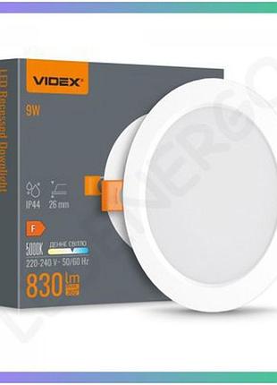 Led світильник videx вбудований круглий 9w 5000k денне світло для освітлення приміщень