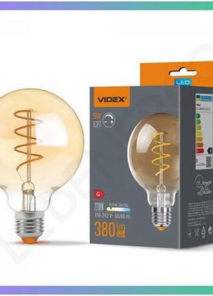 Світлодіодна лампа videx filament g95fasd 5w e27 2200k дімерна бронза для освітлення інтер'єру та екстер'єру