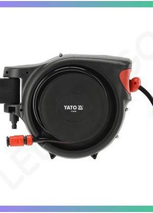 Шланг водяний 1/2" yato 15 м автоматична котушка для поливу рослин та прибирання