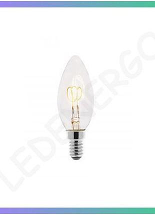 Світлодіодна лампа gtv filament spin c35 e14 3w 2200k для домашнього освітлення 360°