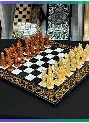 Шахи з акрилового каменю 58×28 см набір 3 в 1 шашки нарди для цінителів настільних ігор