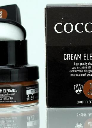 Крем для взуття з губкою coccine elegance, 50 мл – відновлення кольору та захист гладкої шкіри середньо-коричневий