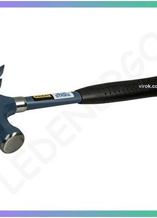 Молоток столярний stanley blue strike curve claw 450г для столярних робіт цвяходер