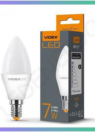 Led лампа videx c37e 7w e14 тепле світло 3000k для загального освітлення енергоефективне освітлення