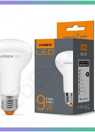 Led лампа videx r63e 9w e27 4100k біле світло для загального освітлення економічна лампа