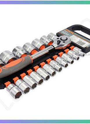 Набор торцевых головок sthor 1/2" 19 штук с трещоткой для мастерских и ремонта