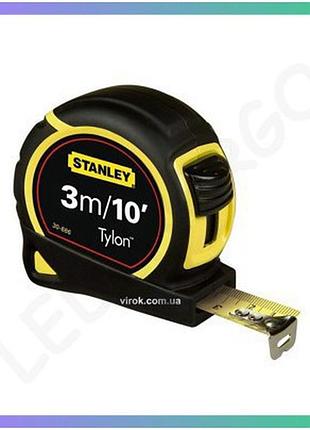 Рулетка stanley tylon 3м х 12,7мм измерительный инструмент с эргономичным корпусом для строительства