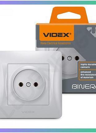 Розетка одинарна срібний шовк videx binera для електропроводки розеткова група