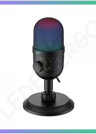 Мікрофон для комп'ютера ігровий havit hv-gk52 usb rgb кардіоїдний для стрімінгу та запису звуку