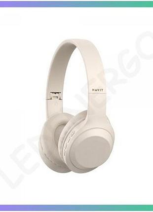 Бездротові накладні навушники havit hv-h628bt бежеві bluetooth для музики та дзвінків