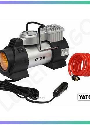 Компрессор автомобильный yato 12в 180вт 1мпа 40лхв с led фонарём насадки для надувания матрасов и мячей