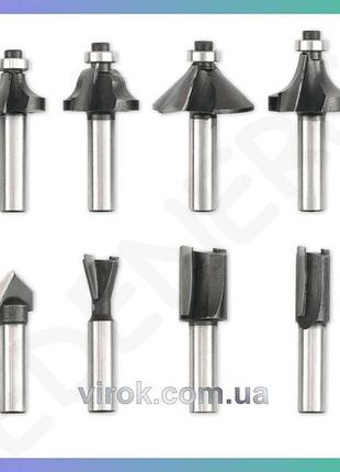 Набір фрез по дереву vorel ø8 мм 12шт для обробки деревини фрези для дерева