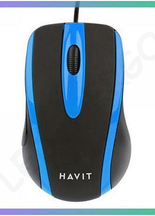 Дротова миша havit hv-ms753 usb чорна синя 1000 dpi офісна комп'ютерна миша