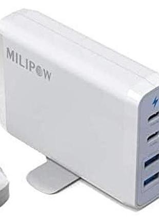 Milipow - 75w 4-портовий зарядний пристрій для подорожей з 2 usb-c портами та 2 usb 3.0, сумісний з ноутбуком, macbook air, macboo