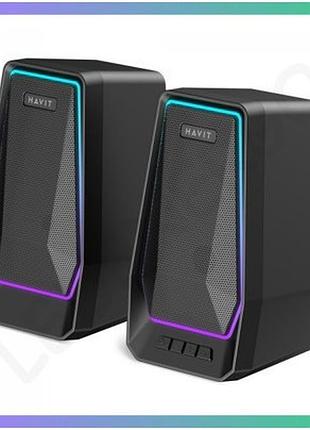 Стерео колонки havit sk769 usb 10w rgb для комп'ютера та ноутбука чорні