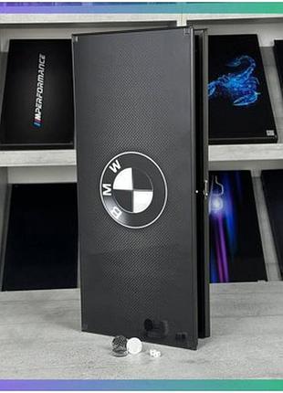 Нарди скляні з алюмінієвим каркасом 61×27 см логотип bmw для гри в довгі та короткі нарди