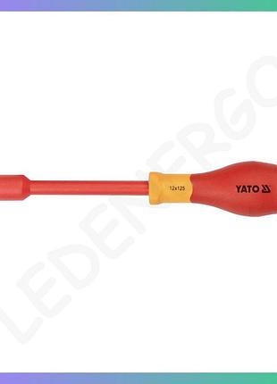 Отвертка торцевая диэлектрическая изолированная yato 125 мм vde до 1000 v для гаек м5.5 электроинструмент