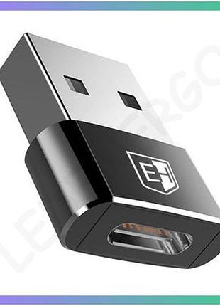 Адаптер-перехідник usb на type c electro house чорний для заряджання і передачі даних