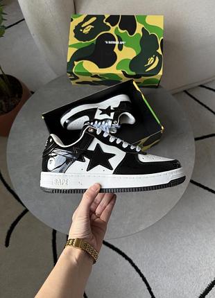 Кросівки bape a bathing ape bape sta patent leather black white