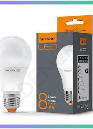 Led лампа videx a60e 8w e27 3000k тепле світло для загального освітлення економна енергозберігаюча