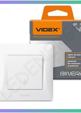 Вимикач одноклавішний прохідний білий videx binera без підсвітки для дому та офісу