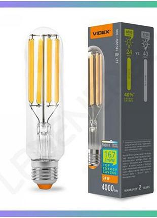 Led лампа videx filament t38f 24w e27 5000k денне світло для освітлення житлових приміщень економічна
