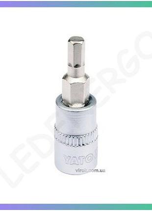 Головка торцевая yato квадрат 1/4" hex m4 длина 37 мм для гаечных соединений ключ для гаек