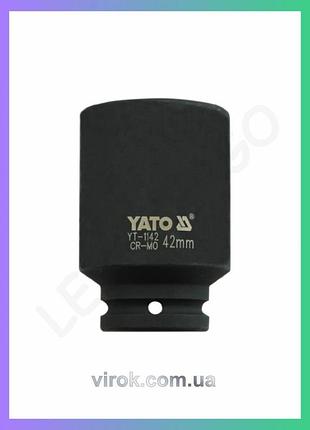 Головка торцевая ударная yato 6-гранная удлиненная квадрат 3/4 дюйма для гаек и болтов 42мм 90мм