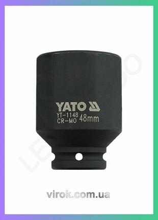 Головка торцевая ударная yato удлиненная 6-гранная квадрат 3/4 дюйма 48 мм 90 мм для гаечных соединений