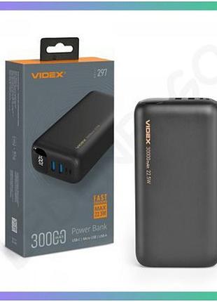 Повербанк 30000mah videx vpb-297 22.5w black