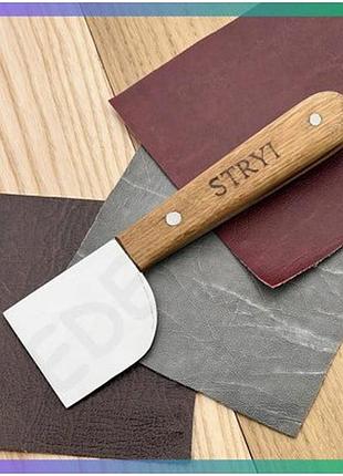 Ніж для шкіри stryi profi 50мм шерфувальний для правої руки з дубовою ручкою