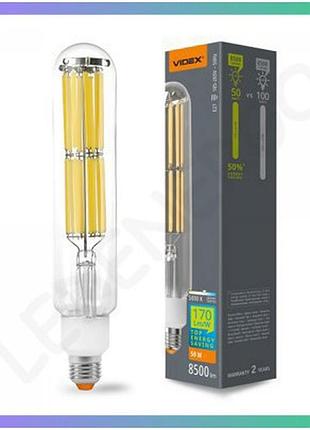 Led лампа videx filament t52f 50w e27 5000k денне світло енергозберігаюча для освітлення приміщень