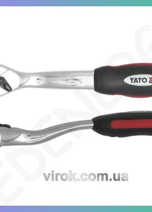 Трещотка yato квадрат 3/8" l=200 мм 72t изогнутая ручка для ремонта механики инструмент